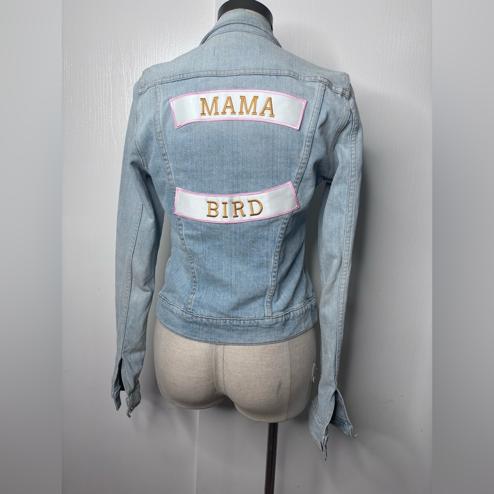 J Brand Denim Jacket Medium Mama Bird Patch Back